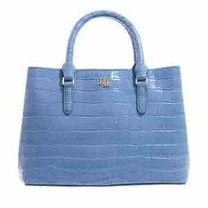 Ralph Lauren Lauren Blue Faux Croc Satchel
